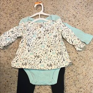 Carter's Elephant Print Set - White, Black, Light Blue